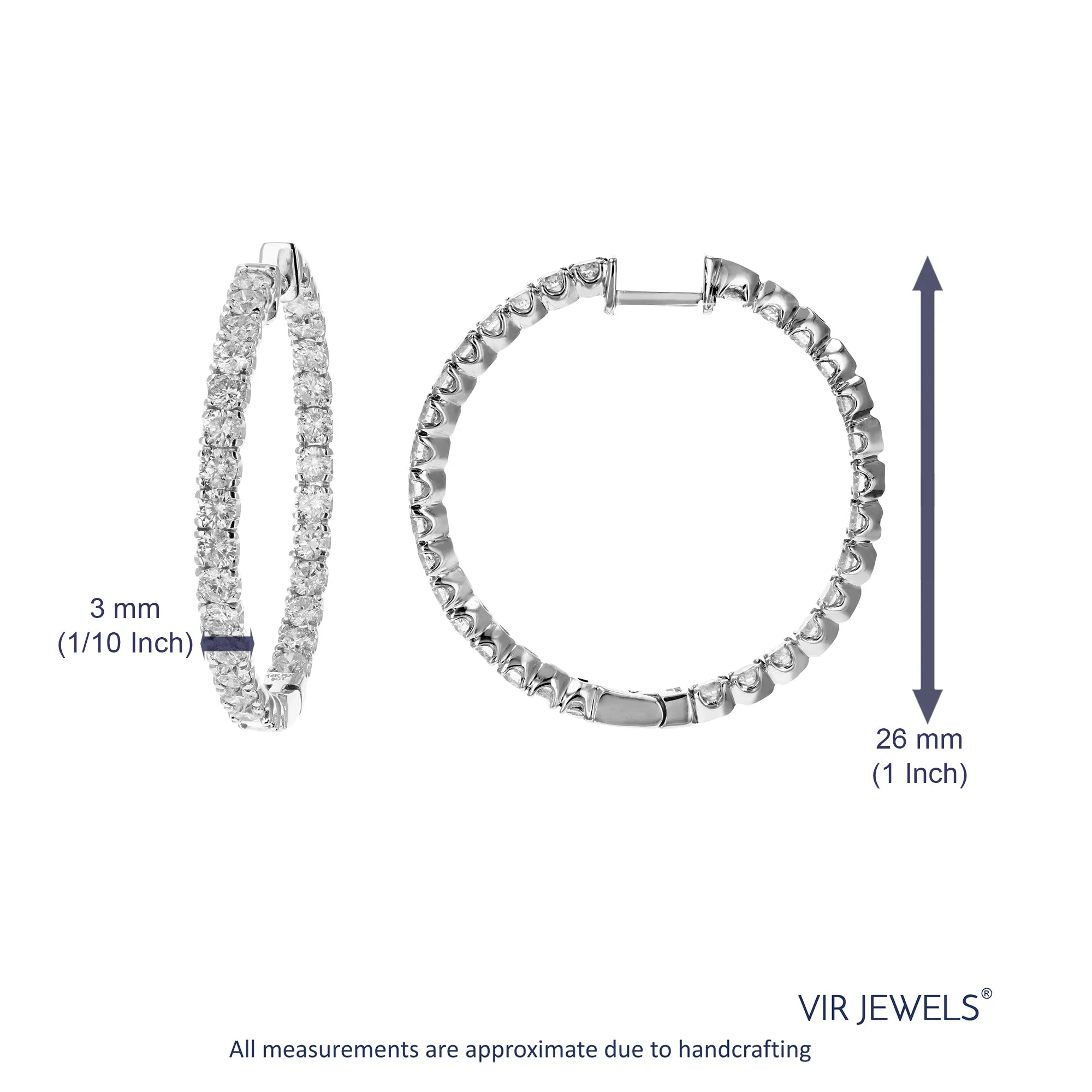 5 cttw Diamond Inside Out Hoop Earrings in 14K Gold