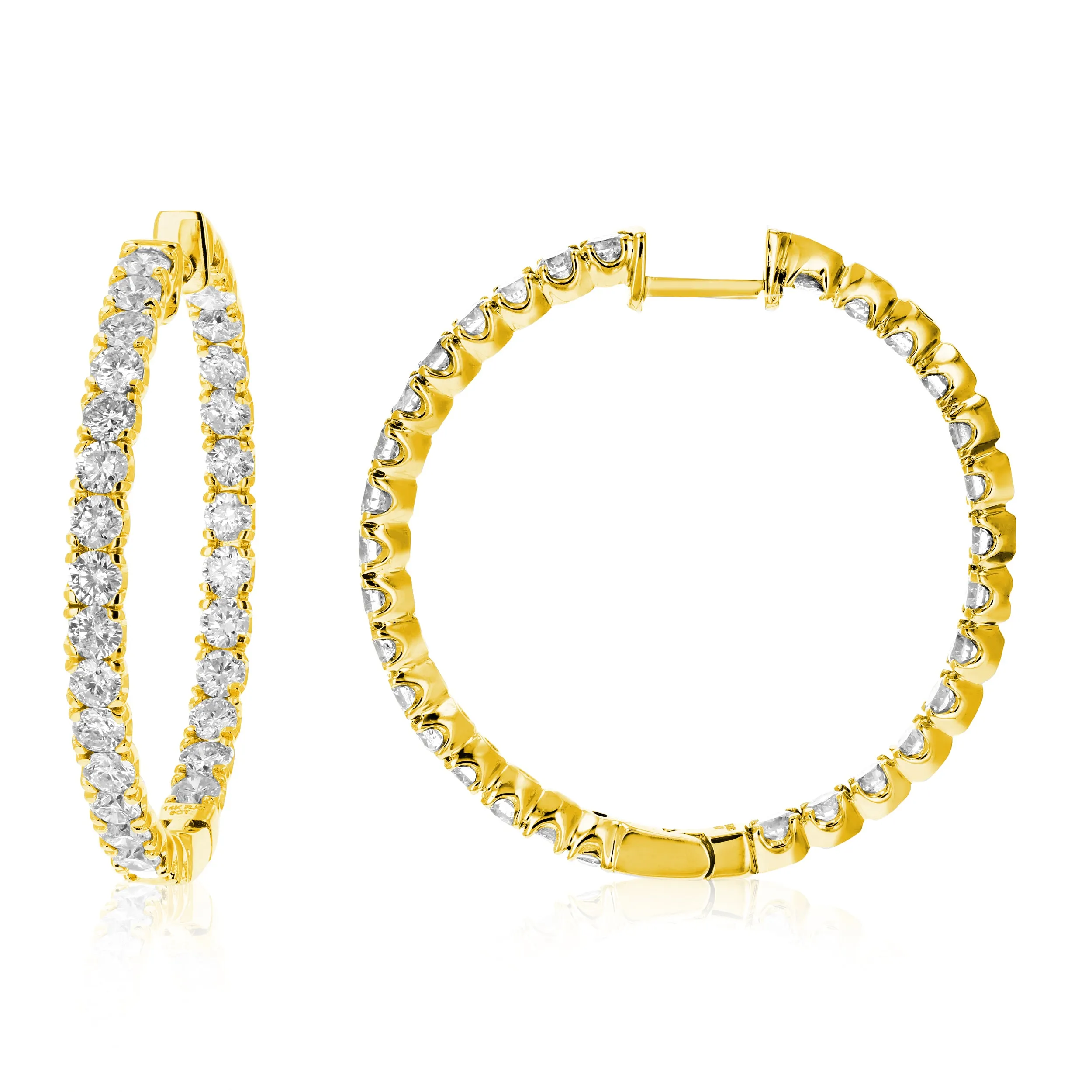 5 cttw Diamond Inside Out Hoop Earrings in 14K Gold