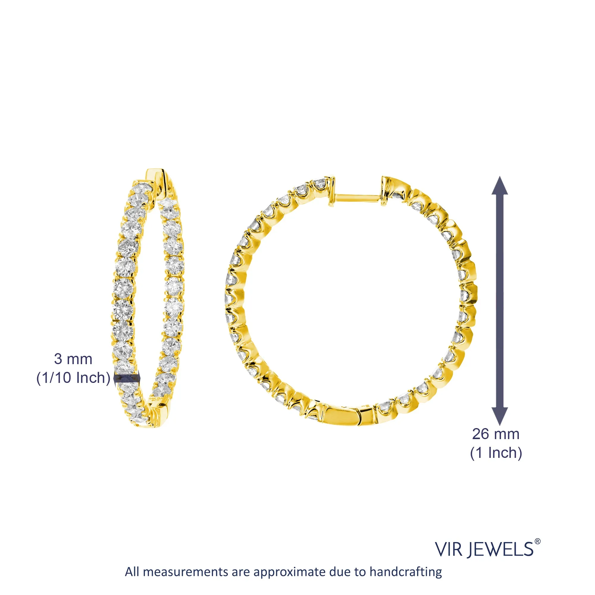 5 cttw Diamond Inside Out Hoop Earrings in 14K Gold