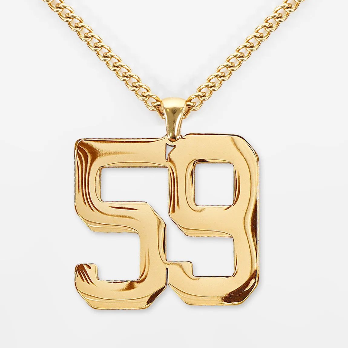 59 Number Pendant with Chain Necklace - Gold Plated Stainless Steel