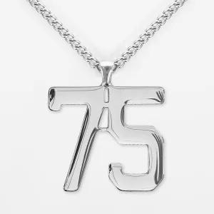 75 Number Pendant with Chain Necklace - Stainless Steel