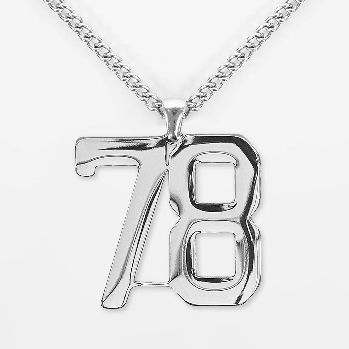 78 Number Pendant with Chain Necklace - Stainless Steel