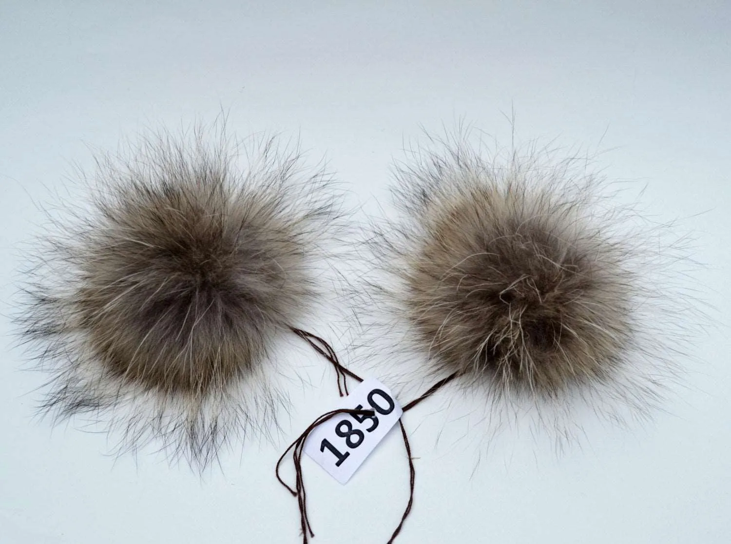 7" RACCOON FUR Pom Poms- PAIR! Double Pom Pom, Real Fur Pom-Pom, Fur Ears, Genuine Fur, Handmade, Fur Pom Pom, Raccoon Double Pom Pom Beanie