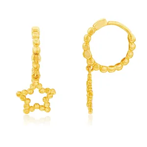 9ct Yellow Gold Star On Fancy Sleeper Earrings