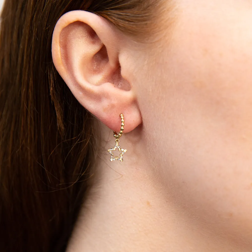 9ct Yellow Gold Star On Fancy Sleeper Earrings