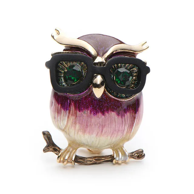 Alloy Glasses Owl Brooches