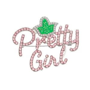 Alpha Kappa Alpha Inspired Brooch AKA Sorority Pretty Girl Pink Pin Women