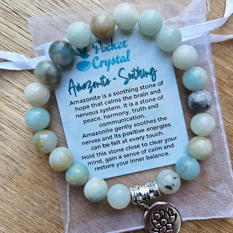 Amazonite Lotus Stretch Bracelet