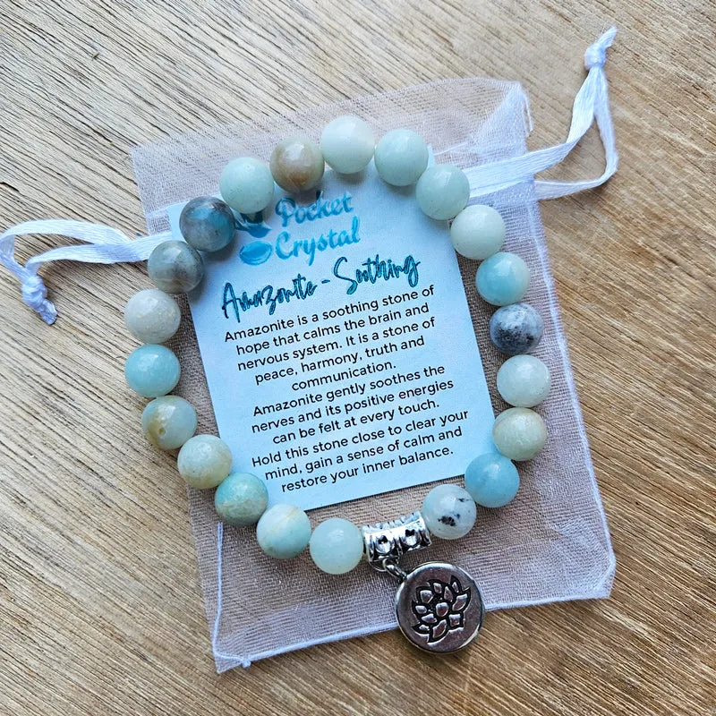 Amazonite Lotus Stretch Bracelet