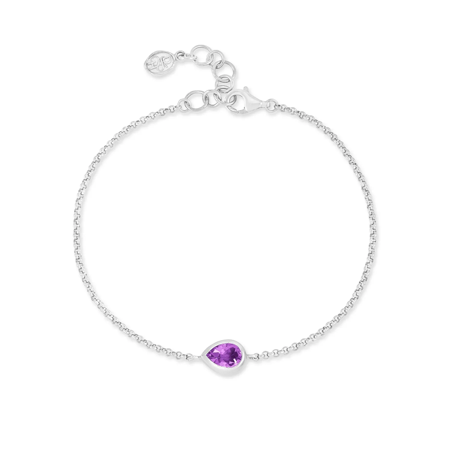 Amethyst Pear Chain Bracelet