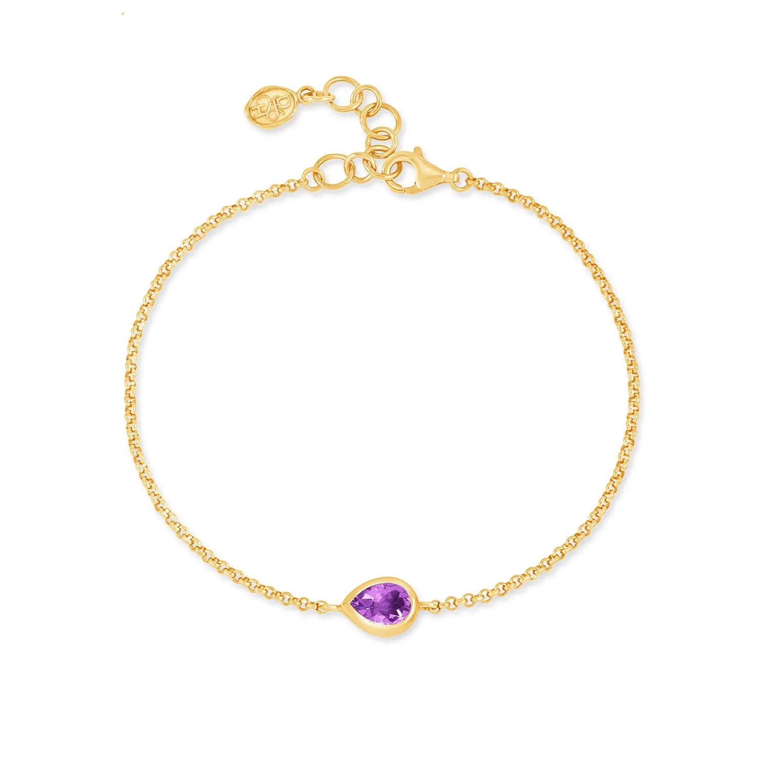 Amethyst Pear Chain Bracelet