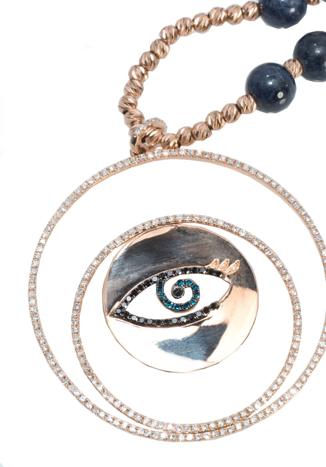 Anatol Evil Eye Diamond and Blue Sapphire 18KRG Necklace