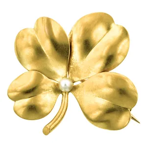 Antique Pearl Clover Pin