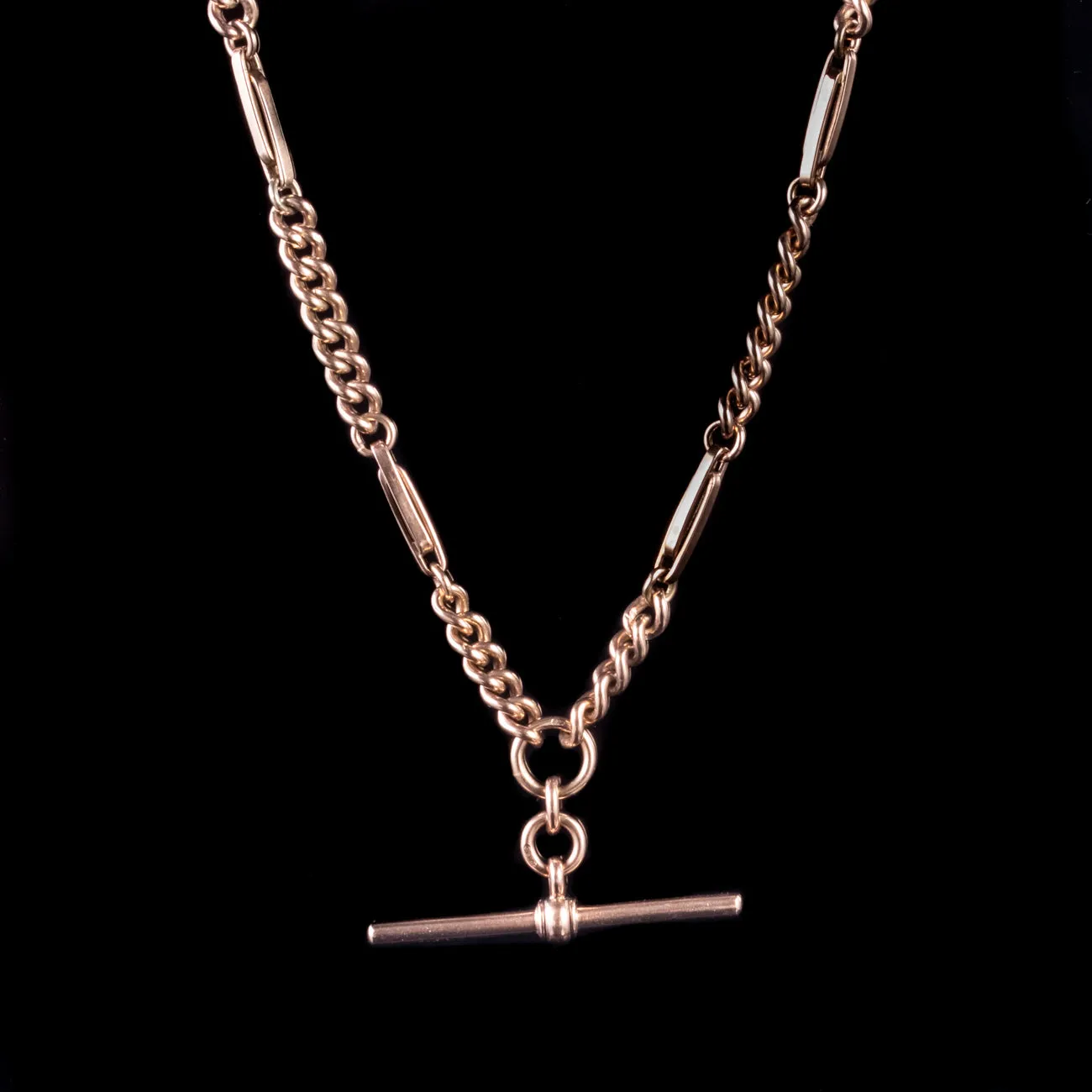 Antique Victorian Albert Chain 9Ct Rose Gold Necklace Circa 1900