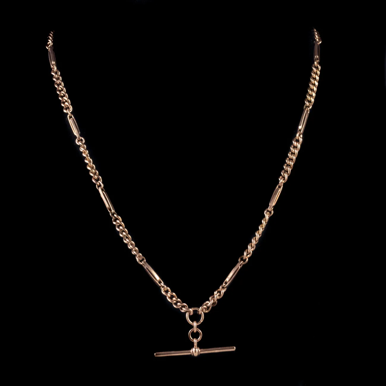 Antique Victorian Albert Chain 9Ct Rose Gold Necklace Circa 1900