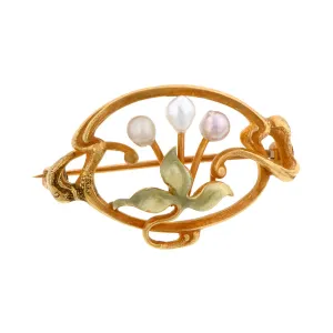 Art Nouveau Enamel & Pearl* Pin