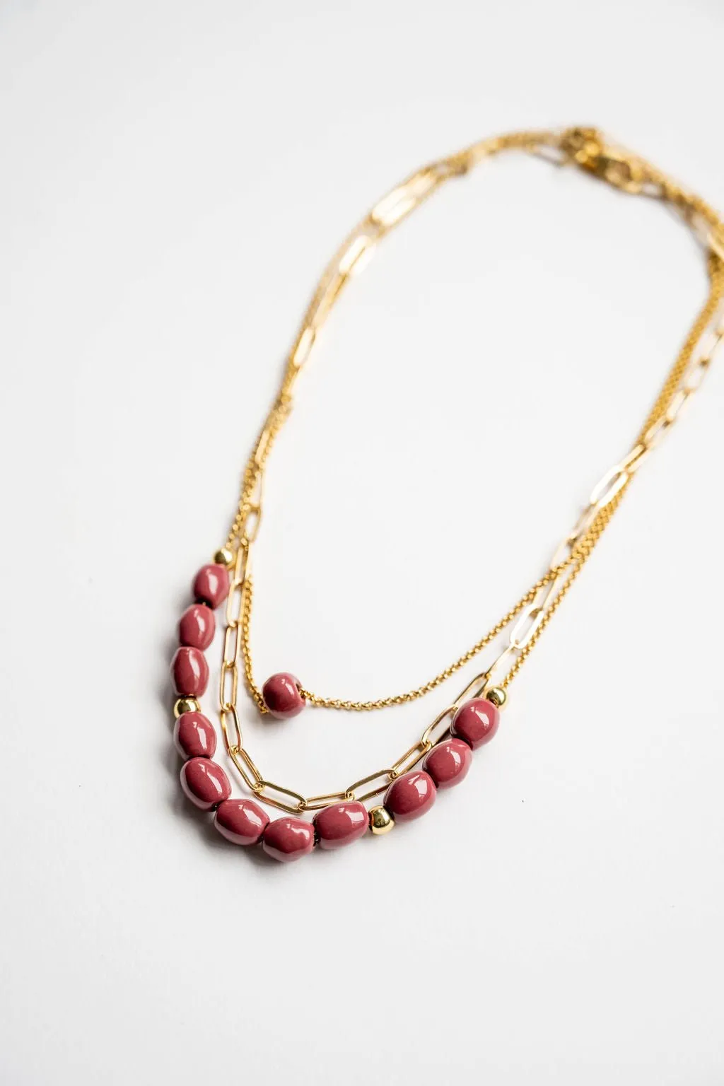 Bel Koz Elongated Clay Bead Layered Necklace