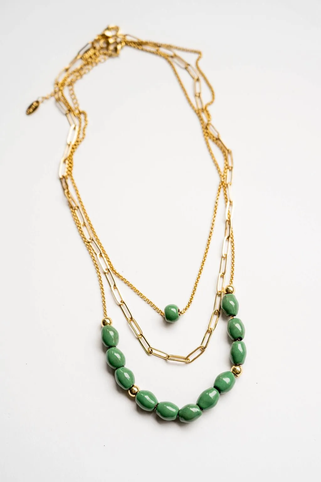 Bel Koz Elongated Clay Bead Layered Necklace