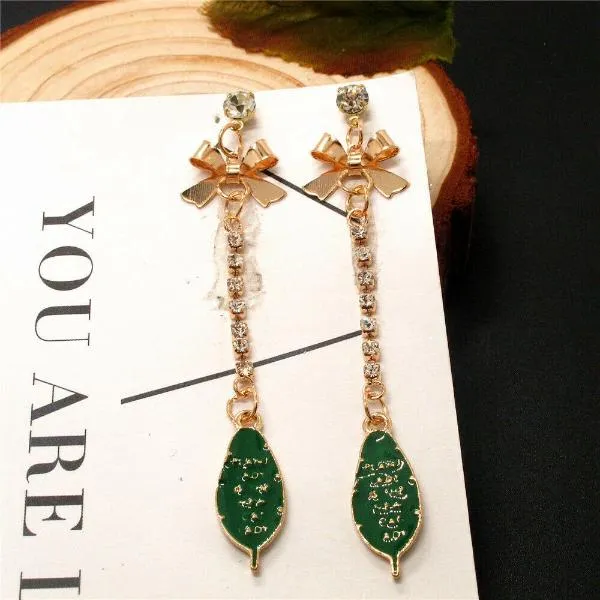 Betsey Johnson Green Leaf Enamel Earrings