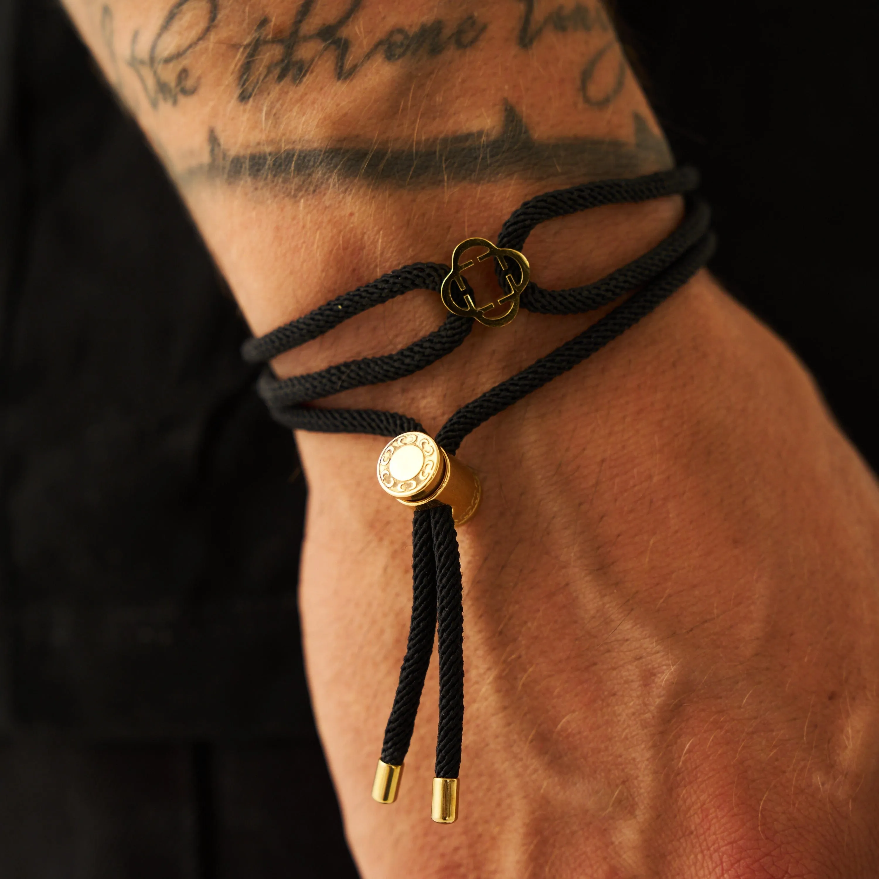 Black Cord Bracelet (Gold)