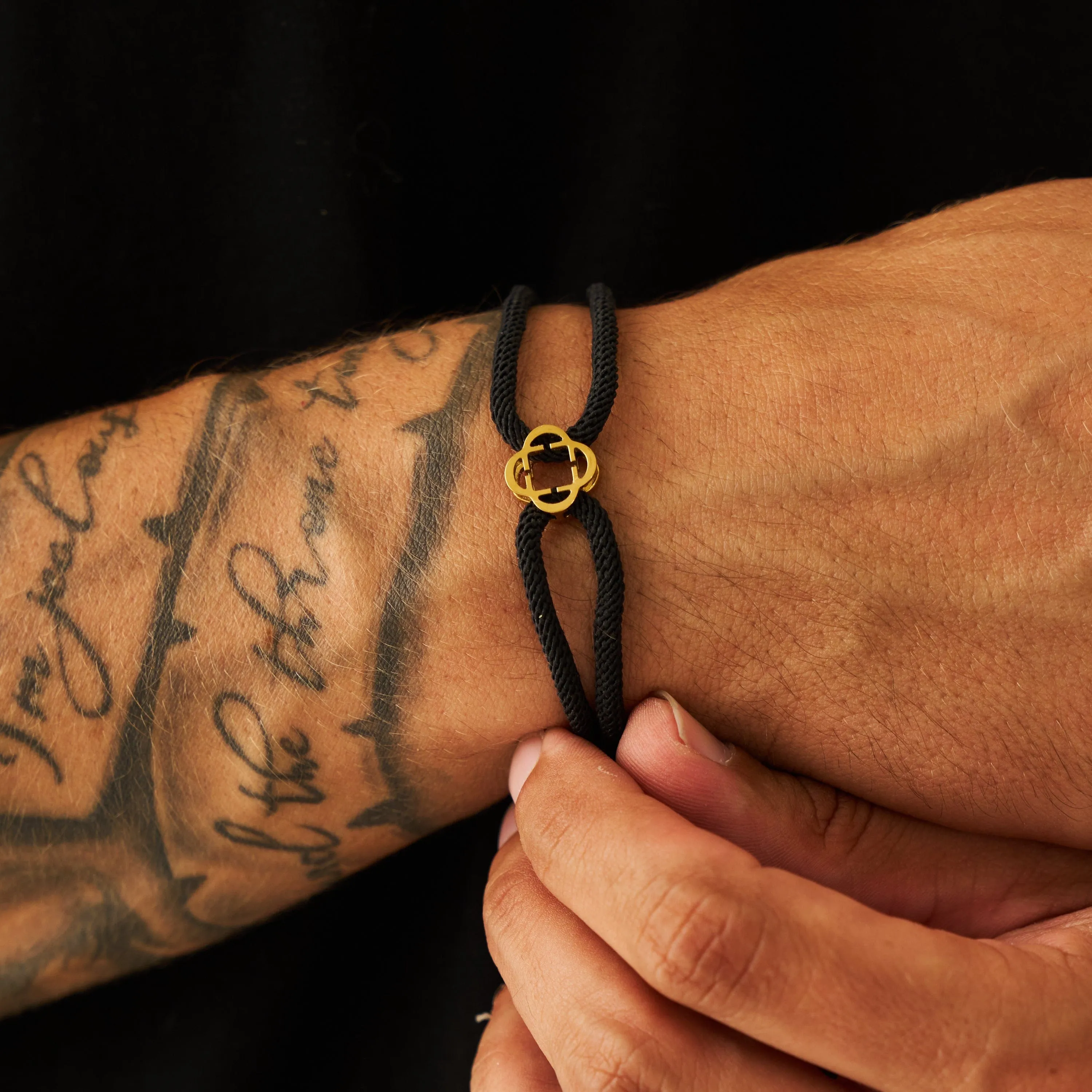 Black Cord Bracelet (Gold)