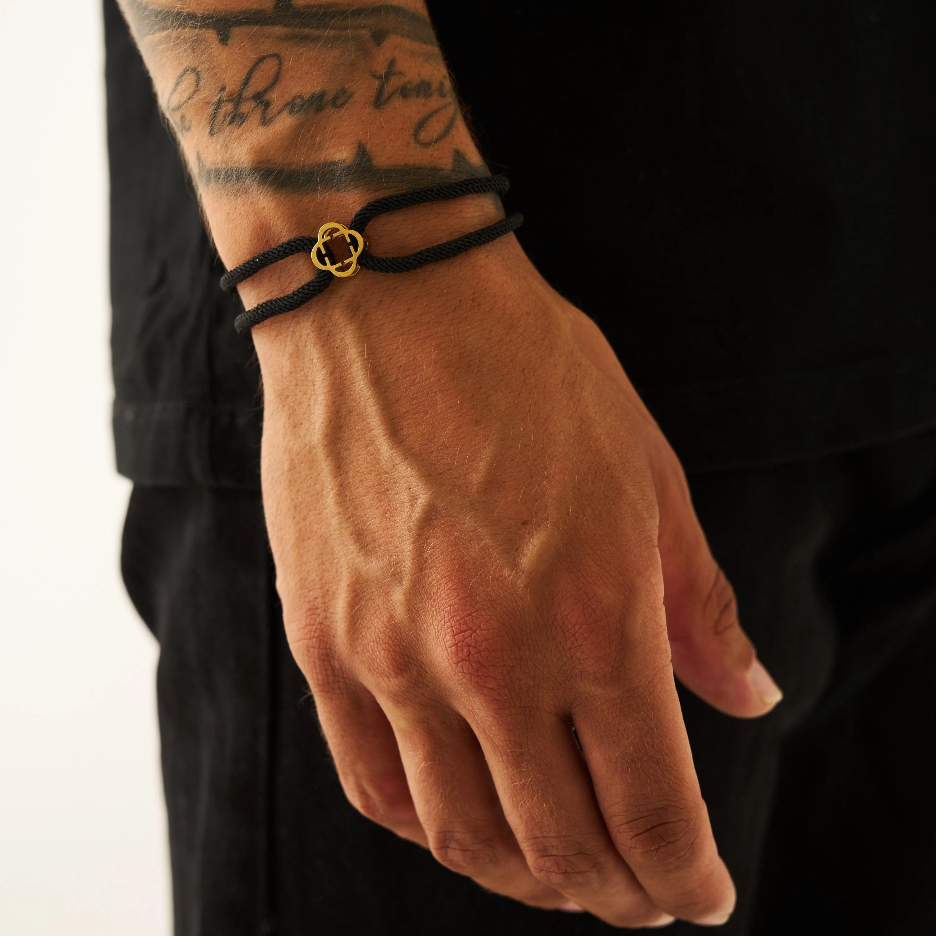 Black Cord Bracelet (Gold)