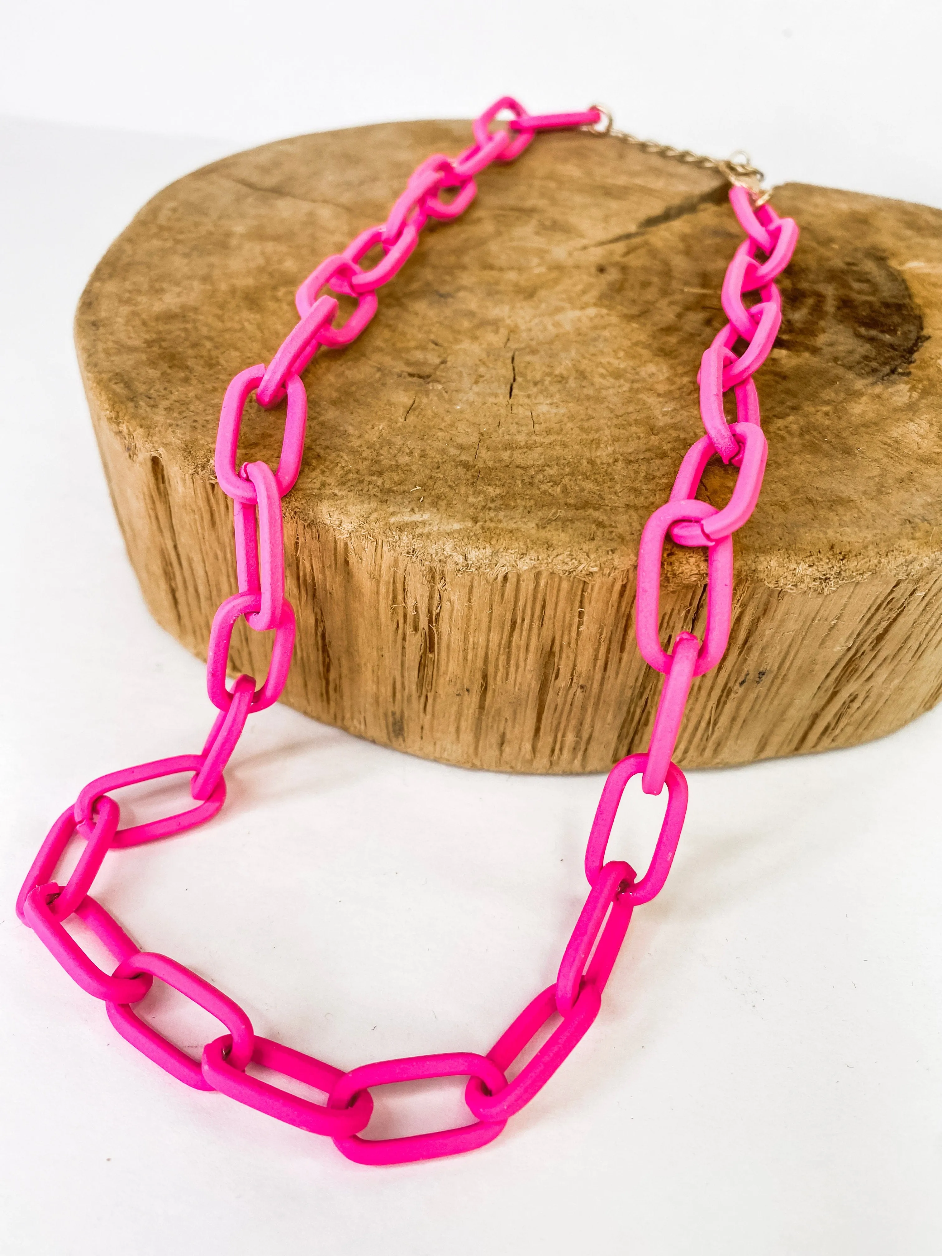 Blair Matte Link Necklace Pink