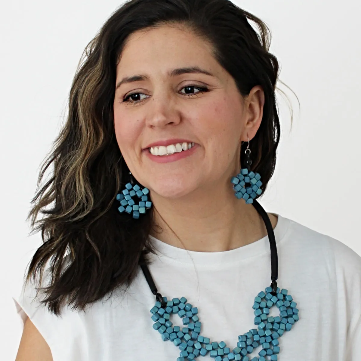 Blue Elyse Beaded Earrings