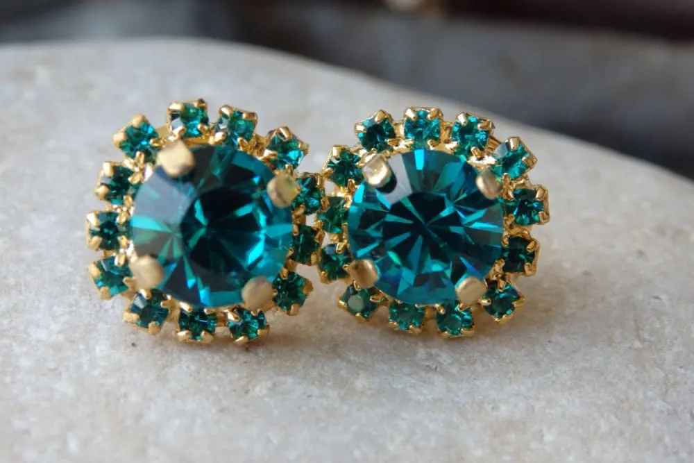 Blue Teal  post earrings