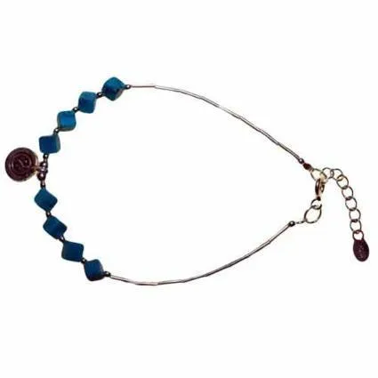 Blue Turquoise &amp; Silver Bracelet