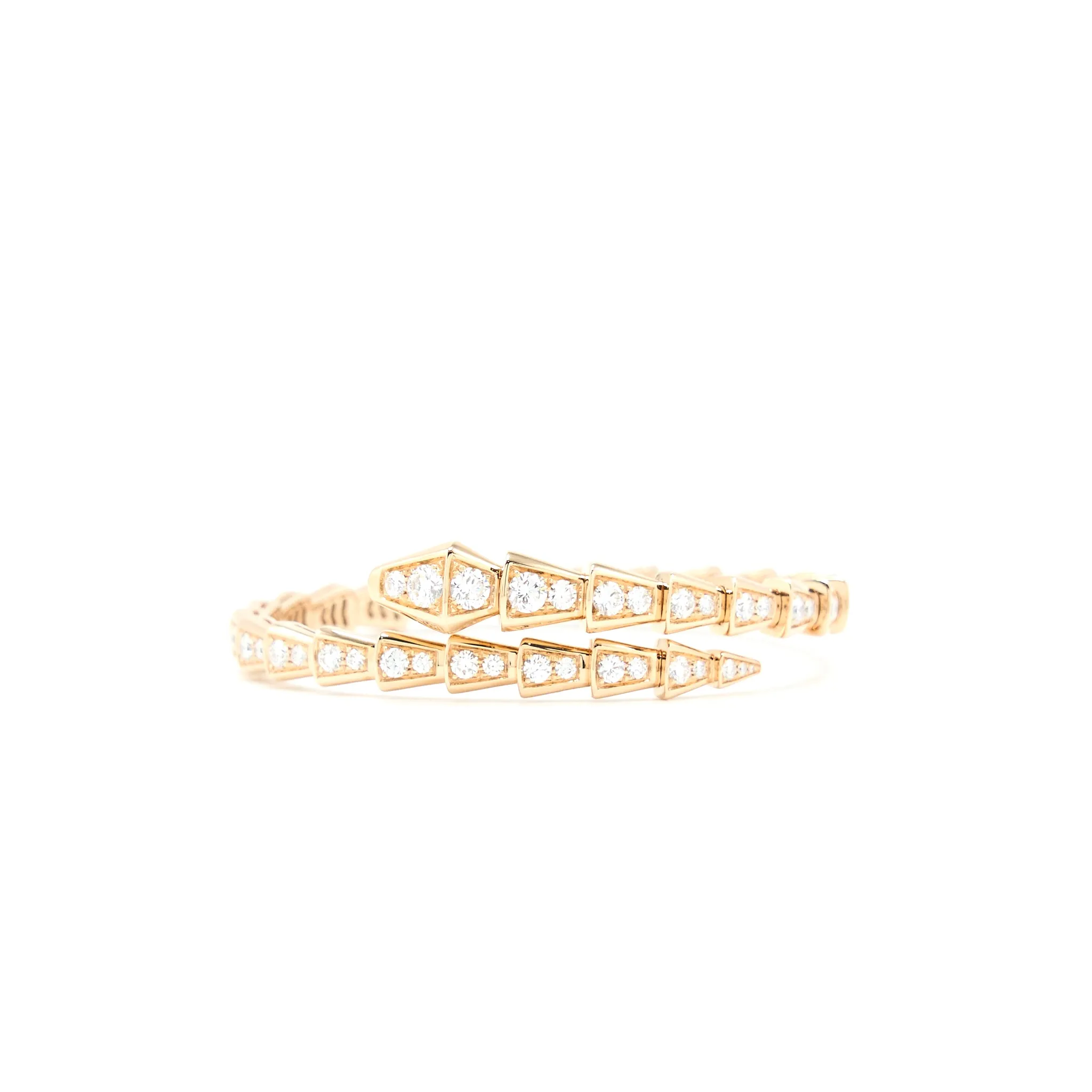 Bvlgari Serpenti Viper Size S Thin Bracelet Rose Gold Full Diamonds