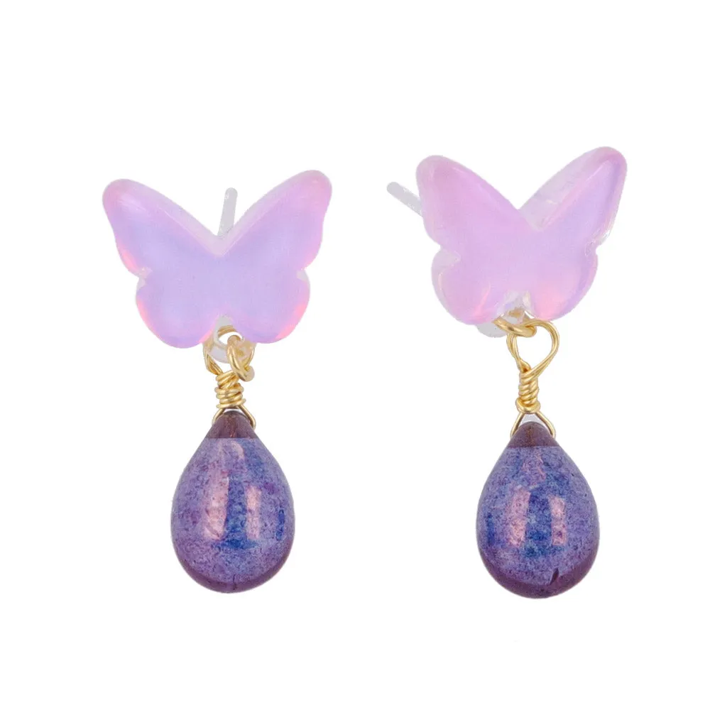 Candy Butterfly and Drop Plastic Earrings