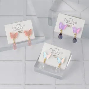 Candy Butterfly and Drop Plastic Earrings