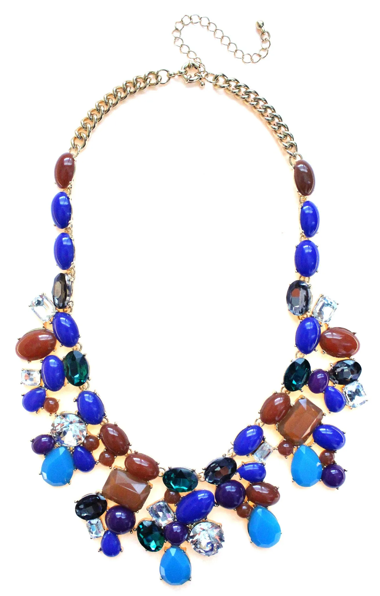 Candy Color Mix Statement Necklace- Blue