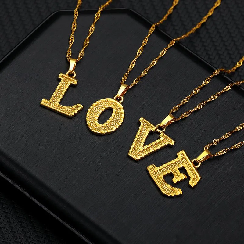 Capital Letter Necklaces Charm Jewelry NCJSOII24 Stainless Steel Golden Color