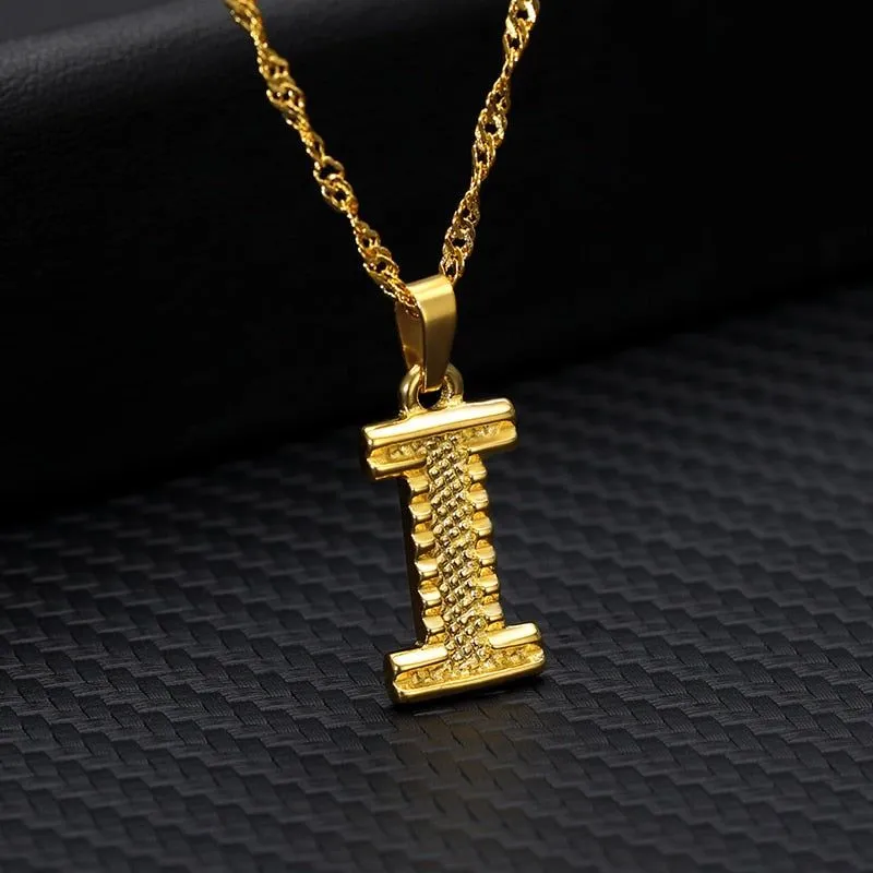 Capital Letter Necklaces Charm Jewelry NCJSOII24 Stainless Steel Golden Color