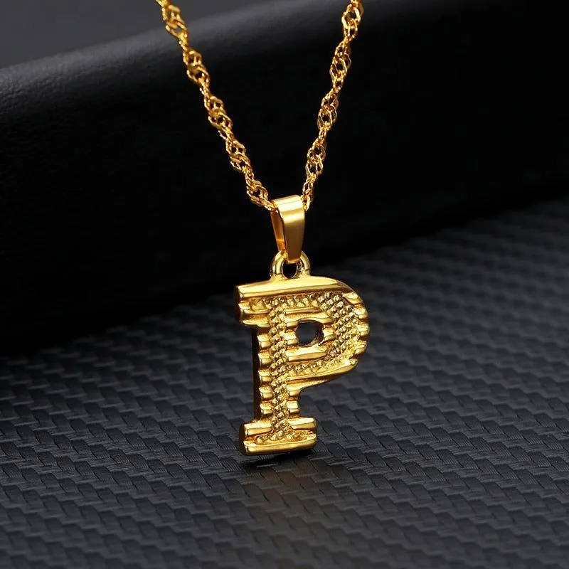 Capital Letter Necklaces Charm Jewelry NCJSOII24 Stainless Steel Golden Color