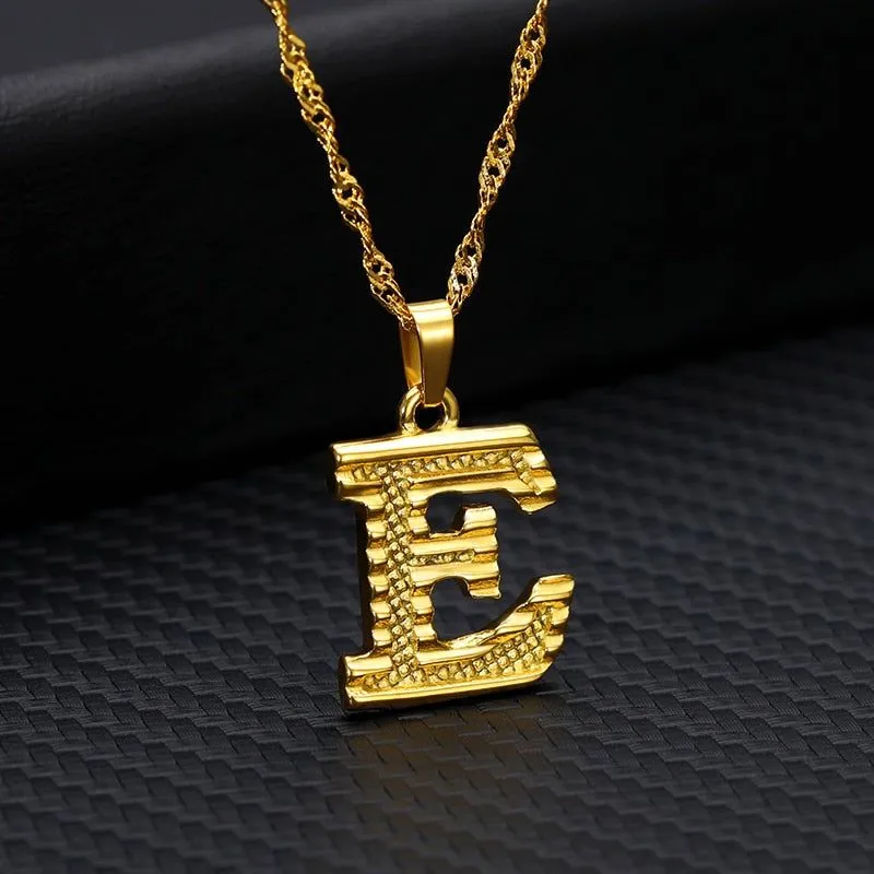 Capital Letter Necklaces Charm Jewelry NCJSOII24 Stainless Steel Golden Color