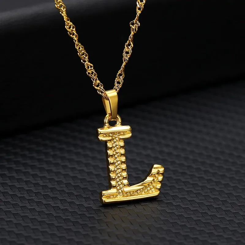 Capital Letter Necklaces Charm Jewelry NCJSOII24 Stainless Steel Golden Color