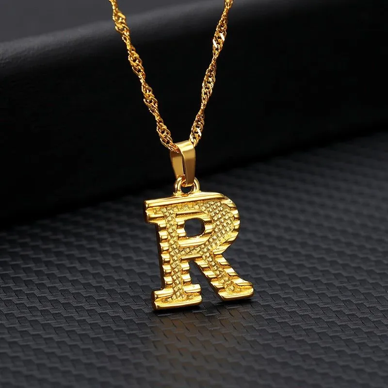 Capital Letter Necklaces Charm Jewelry NCJSOII24 Stainless Steel Golden Color