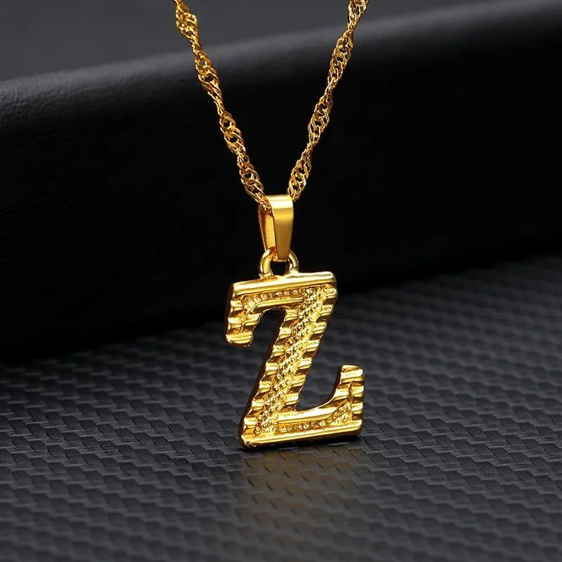 Capital Letter Necklaces Charm Jewelry NCJSOII24 Stainless Steel Golden Color