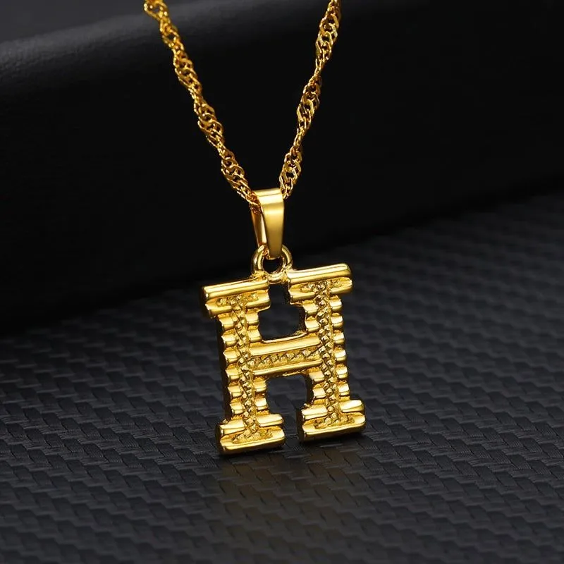 Capital Letter Necklaces Charm Jewelry NCJSOII24 Stainless Steel Golden Color