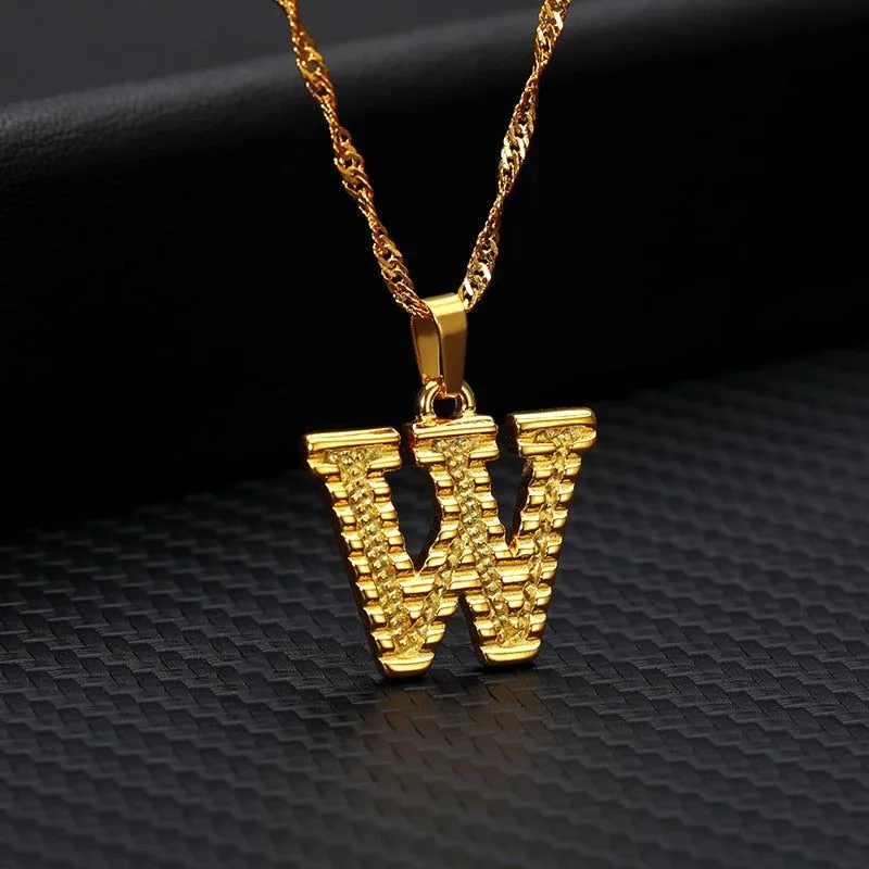 Capital Letter Necklaces Charm Jewelry NCJSOII24 Stainless Steel Golden Color