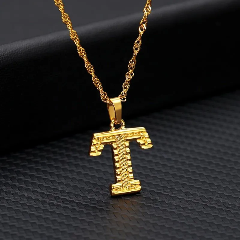 Capital Letter Necklaces Charm Jewelry NCJSOII24 Stainless Steel Golden Color