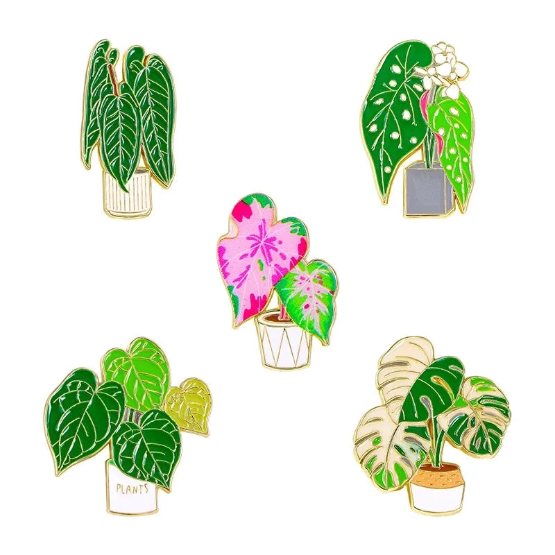 Cartoon Style Cute Sweet Pin Leaf Plant Alloy Enamel Unisex Brooches