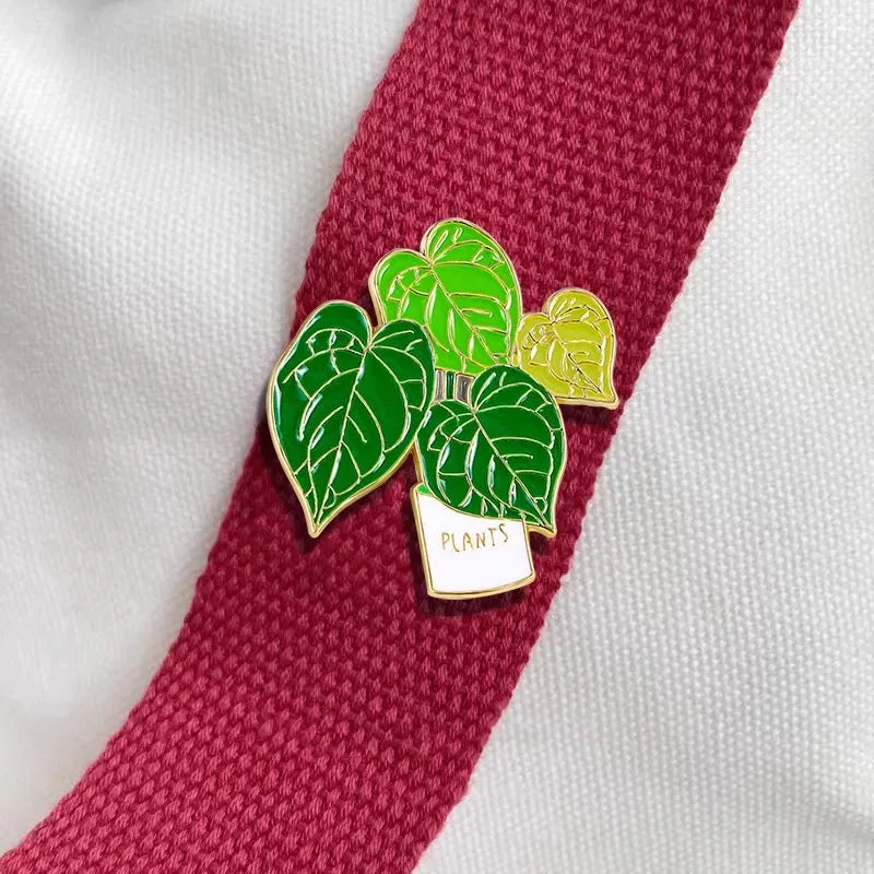 Cartoon Style Cute Sweet Pin Leaf Plant Alloy Enamel Unisex Brooches