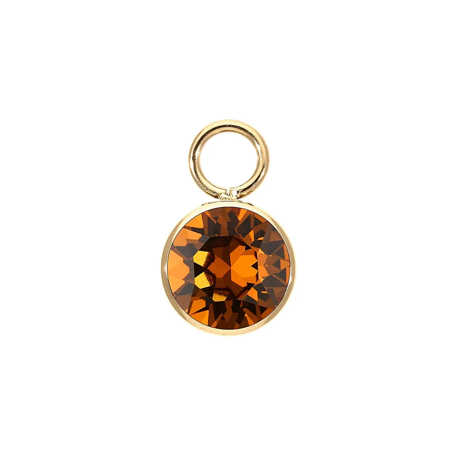 Charm Bottone Gold 10mm Light Amber