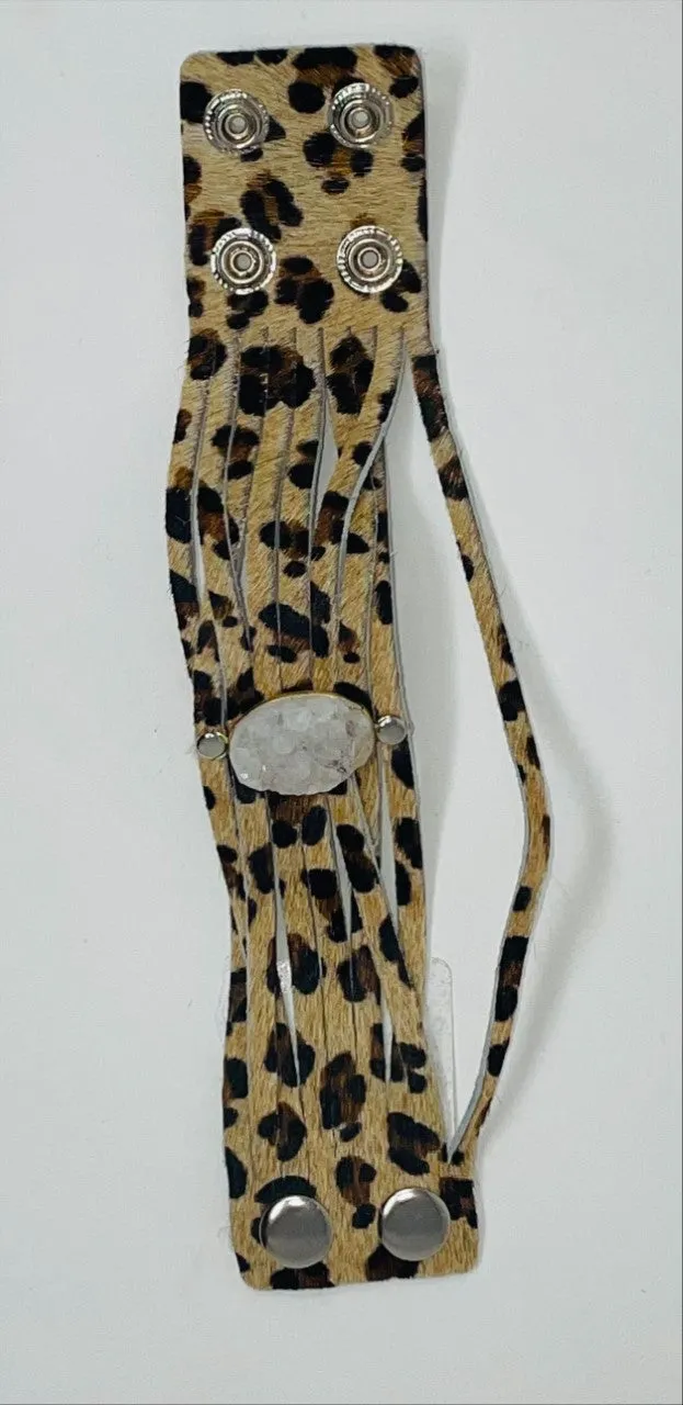 Cheetah & Stone Leather Bracelet