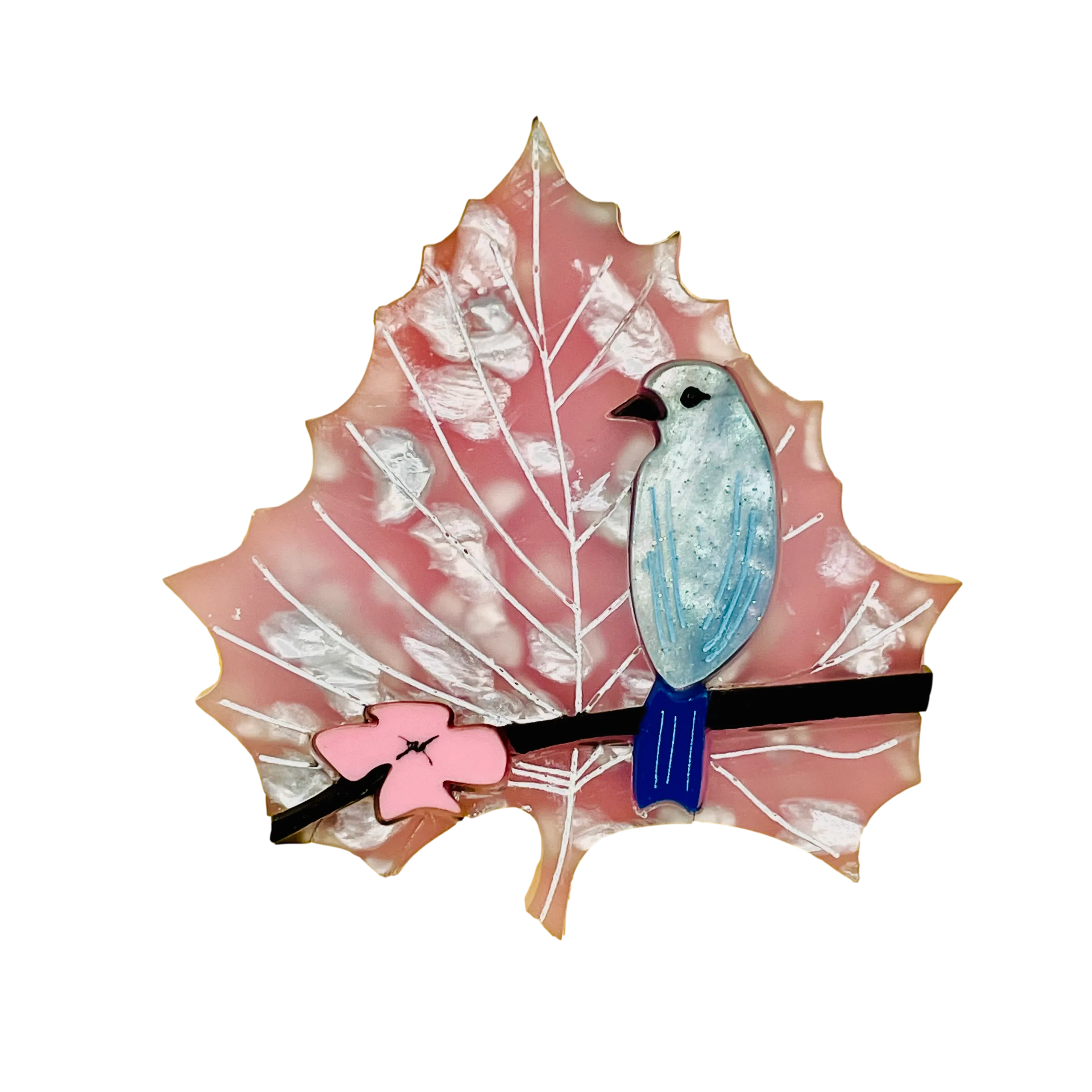 Cherry Blossom Blue bird Leaf 🍁- Brooch - Set of 4