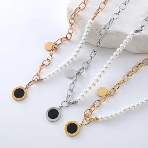 Chic Circle Chain Geometric U-Shape Stainless Steel Electroplating Necklaces